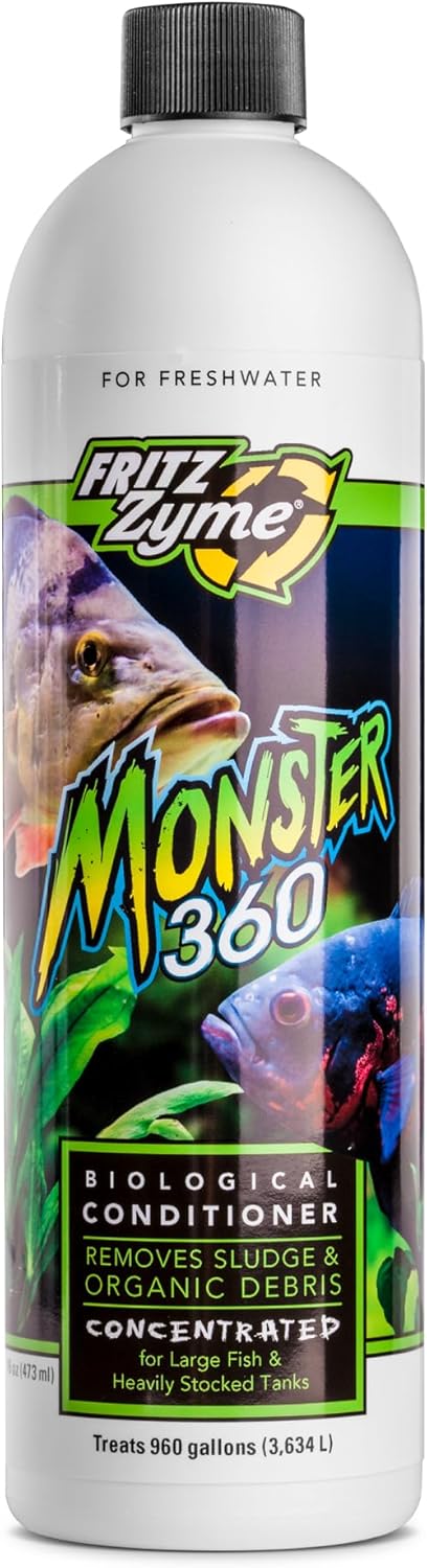 Fritz Aquatics 75016 FritzZyme Monster 360 Concentrated Biological Conditioner for Fresh Water Aquariums, 16-Ounce