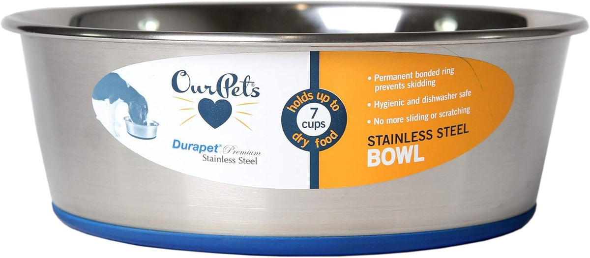 OurPet's DuraPet Premium Dishwasher Safe Stainless Steel Dog Bowl for Food or Water [Multiple Sizes for Small to Large Dogs] in Traditional or Wide Base Design