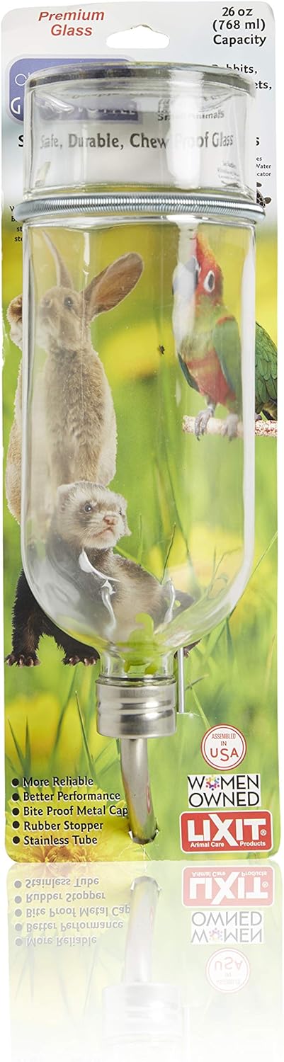 Lixit Chew Proof Flat Sided Water Bottles for Rabbits, Ferrets, Rats, Birds, Hamsters, Guinea Pigs, Chinchillas Gerbils and Other Small Animals