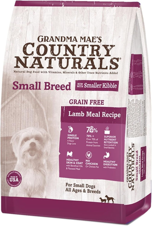 Country Naturals Grandma Mae's Grain Free Single Protein Lamb Recipe for Small Breeds, 4 Pound Bag