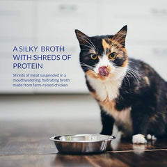INABA Churu Broth for Cats, Creamy Broth with Shredded Chicken Side Dish Pouch, 1.4 Ounces per Pouch, 12 Pouches, Chicken & Tuna Recipe