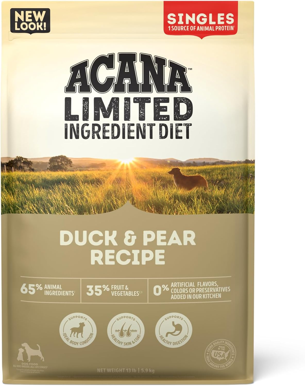 ACANA Singles Limited Ingredient Dry Dog Food, Duck & Pear Recipe, Single Protein Source Dog Food Kibble