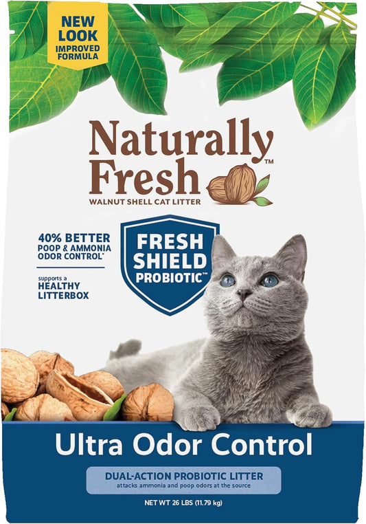 Eco-Shell Naturally Fresh Cat Litter Made From Walnut Shells, Unscented,, Biodegradable, Dust-Free, Sustainable, 14 Lbs