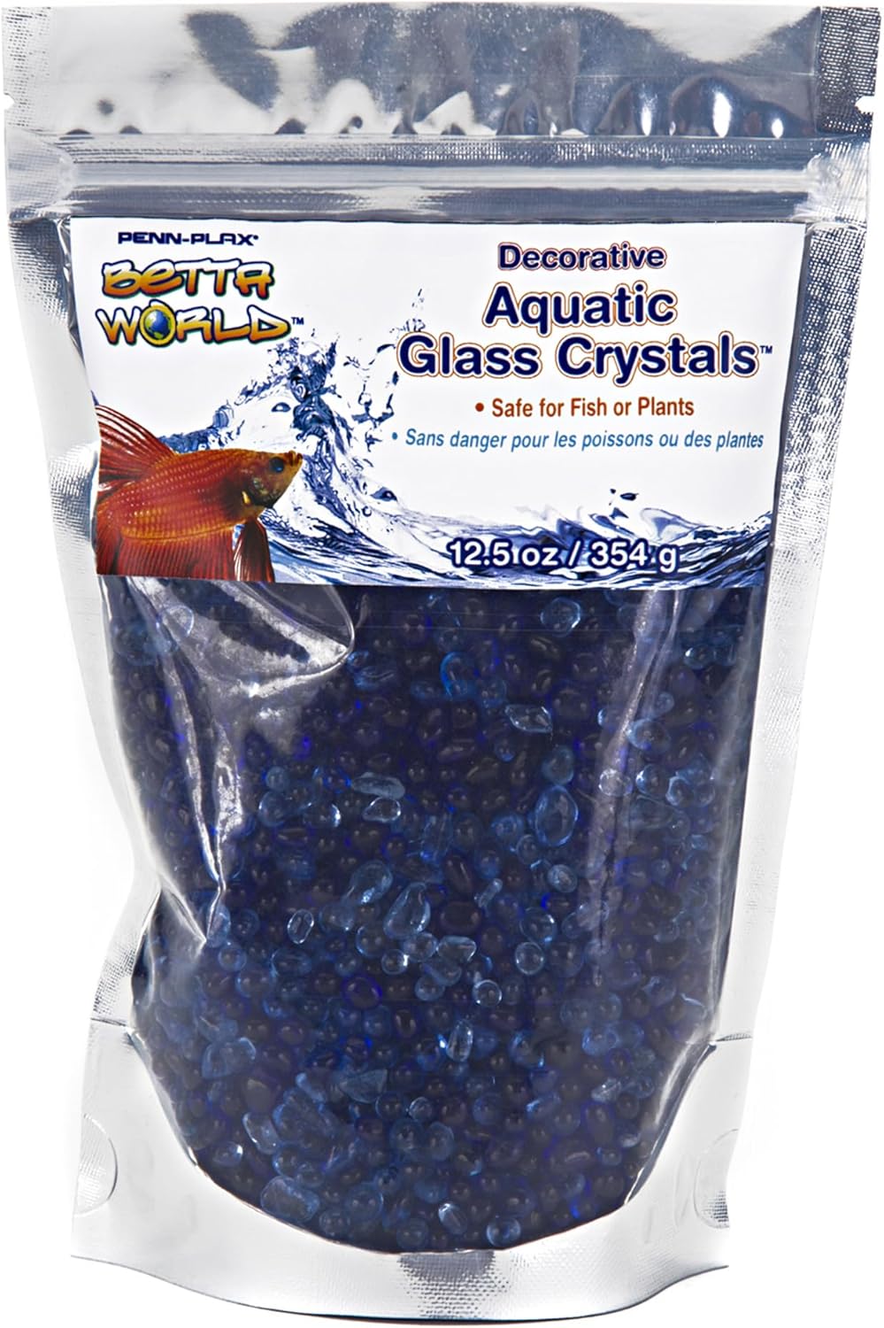 Penn-Plax Betta World Crystal Decorative Pebbles for Fish Tanks, Vase Filler, Plant Décor – Blue Crystal Sand – 12.5 Oz