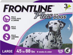 FRONTLINE Plus for Dogs Flea and Tick Treatment (Large Dog, 45-88 lbs.) 3 Doses (Purple Box)