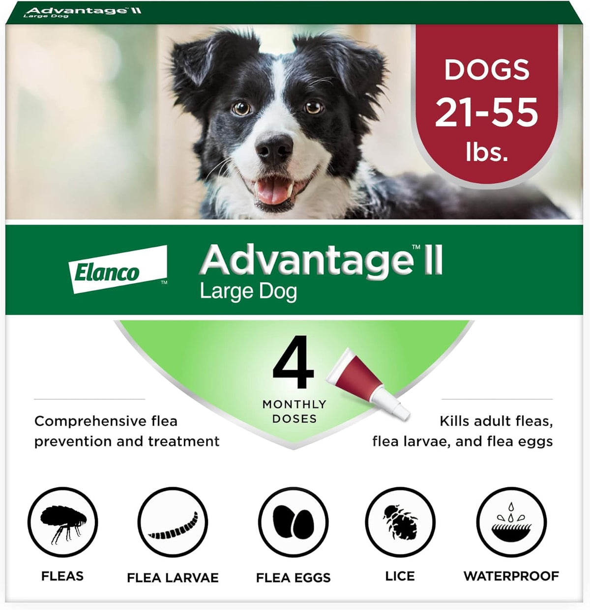 Elanco Advantage II Dog Vet-Recommended Flea Treatment & Prevention | 4-Month Supply