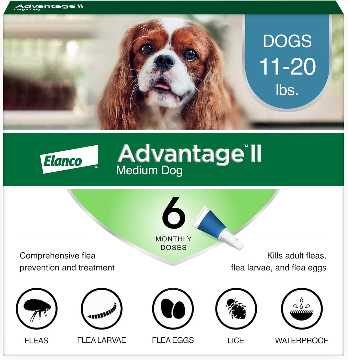 Elanco Advantage II Dog Vet-Recommended Flea Treatment & Prevention | 6-Month Supply