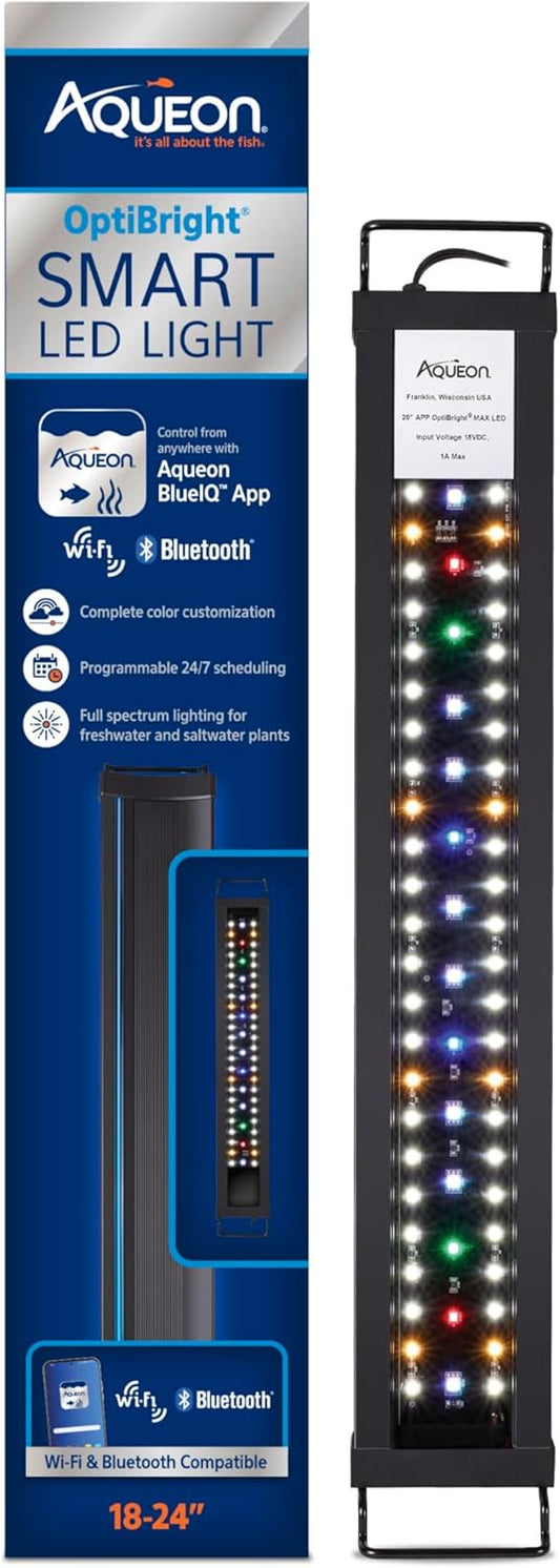 Aqueon OptiBright Smart LED Light Fixture, Wi-Fi and Bluetooth Compatible, Adjustable, for Freshwater and Saltwater Aquariums