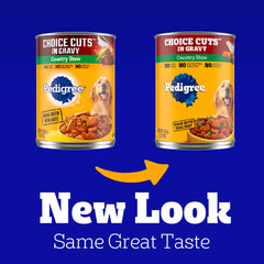 Pedigree Choice Cuts in Gravy Adult Canned Soft Wet Dog Food, Country Stew, 13.2 oz. Cans (12 Count, Pack of 1)