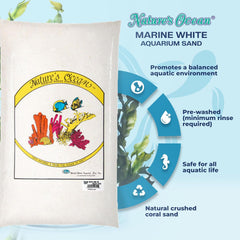 Nature’s Ocean Marine White Sand - 20 lbs - Natural Aquarium Substrate, Supports Water Balance & pH, Ideal for Freshwater, Marine & Reef Tanks