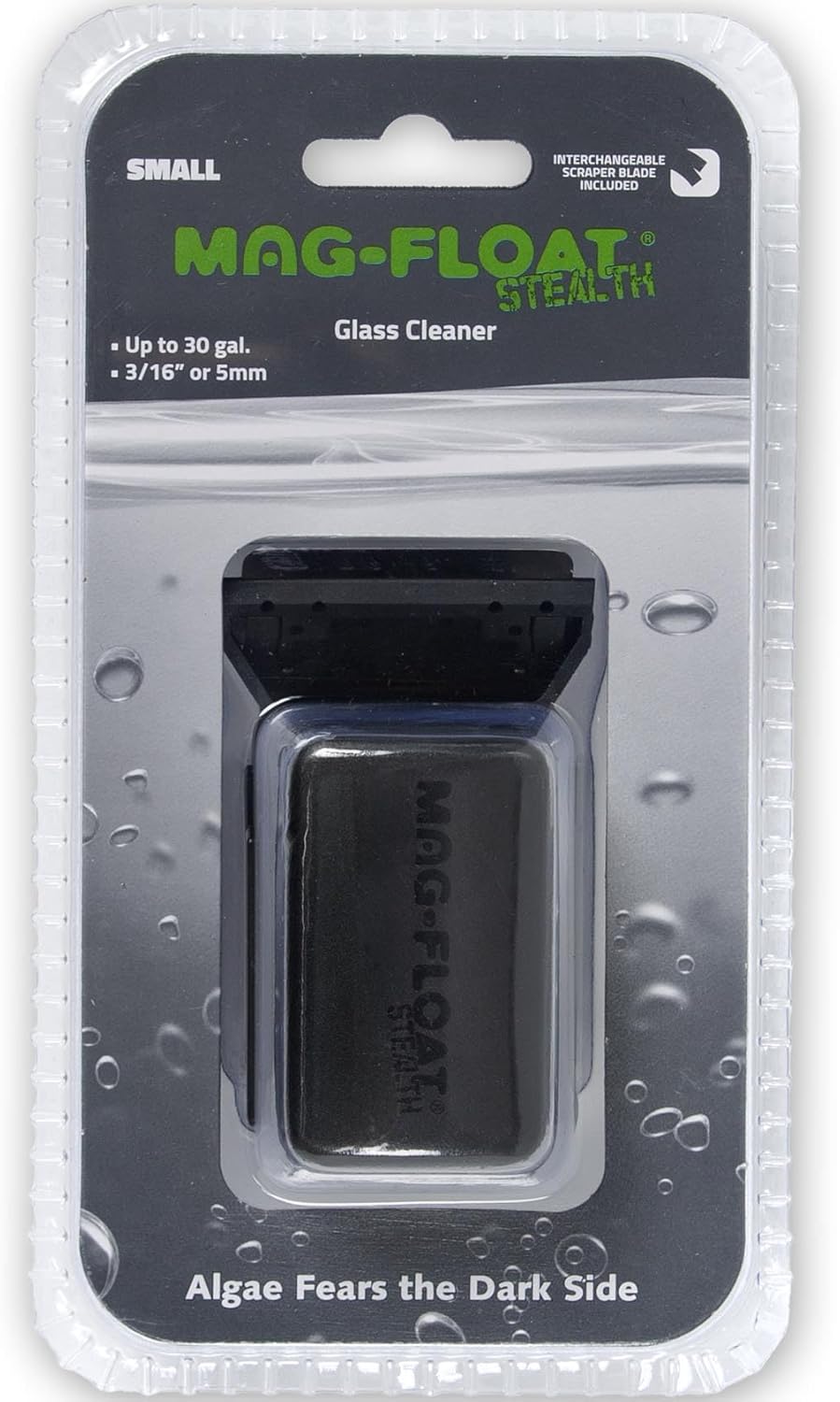 Small Black Stealth Glass Magnet Aquarium Scraper Cleaner with Blade - Floating Magfloat Magnetic Cleaning Tool