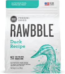 BIXBI Rawbble Freeze Dried Dog Food, Duck Recipe - 95% Meat and Organs, No Fillers - Pantry-Friendly Raw Dog Food for Meal, Treat or Food Topper - USA Made in Small Batches