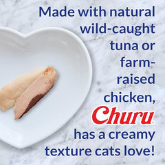 INABA Churu Hairball Control, Functional, Creamy Lickable Purée Cat Treat with Taurine & Vitamin E, 0.5 Ounces Each, 24 Tubes (4 per Pack), Tuna Recipe