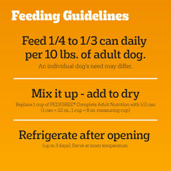 Pedigree Adult Canned Wet Dog Food Chopped Ground Dinner Combo with Chicken, Beef & Liver Flavor, 22 oz. Cans EA