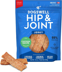 Dogswell Jerky Hip and Joint Dog Treats Grain Free Made in USA Only, Glucosamine and Chondroitin, Chicken