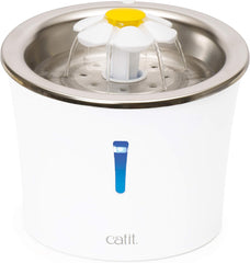 Catit Stainless Steel Flower Fountain with Triple Action Filter, Cat Drinking Water Fountain, 3 L