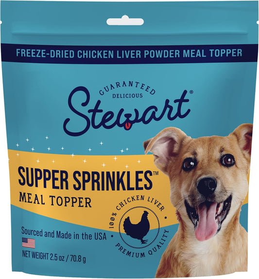 Miracle Corp - Stewart Chicken Liver Supper Sprinkles, Dog Food Toppers, Chicken Liver, 2.5 oz. Resealable Bag, Made in USA, Products for Dogs