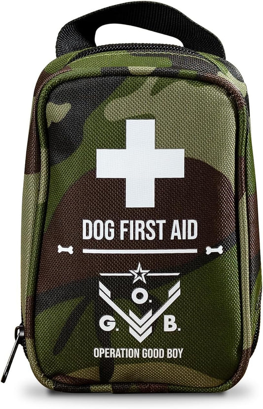 Operation Good Boy Tactical Pet First Aid Kit - Essential Supplies for Canine Mishaps - Lightweight, Waterproof Nylon Tote with Antiseptic Wipes, Antibiotic Ointment, Dressing, and Gauze