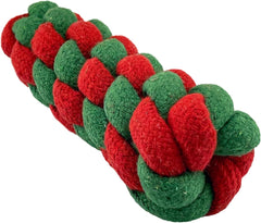 PetSport Holiday Woven Rope Chew and Tug Dog Toy for The Holiday Season of Dogs | Helps Clean Dogs Teeth | Color Fast Dye Will not Stain