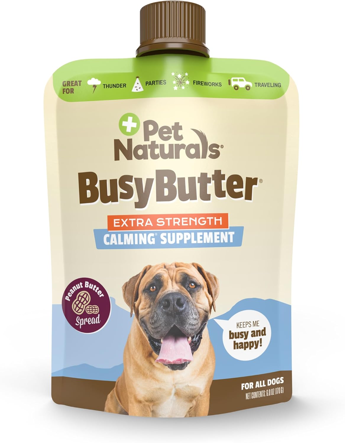 PET NATURALS OF VERMONT DOG BUSY BUTTER EXTRA STRENGTH CALMING PEANUT BUTTER 6OZ