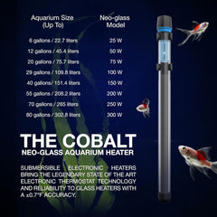 Cobalt Aquatics Neo-Glass Aquarium Heater – Submersible, Digital Thermostat, ±0.7°F Accuracy, For Freshwater & Saltwater Tanks