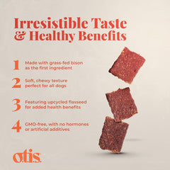 O.T.I.S. Wild Things Bison Recipe Jerky for Dogs – 4 oz – Soft Bison Treats with Flaxseed – Grass-Fed, GMO-Free – No Hormones or Artificial Additives