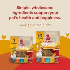 PLATO Pet Treats Jerky Dog Treats - Air-Dried Jerky for Dogs - Delicious, Real Meat Dog Treats - Grain Free - Supports Healthy Digestion - Chicken Jerky with Bone Broth