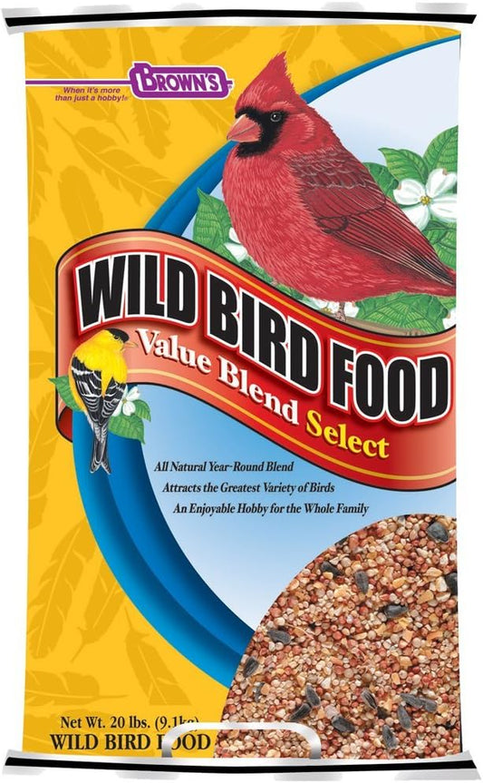 F.M. Brown'S Wild Bird Food, 20-Pound, Value Blend Select Poly-Woven Bag