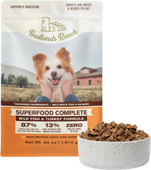 BADLANDS RANCH- Superfood Complete, Air-Dried Adult Dog Food - High Protein, Zero Fillers, Superfood Nutrition by Katherine Heigl (Wild Fish and Turkey Formula)