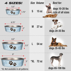 Loving Pets Bella Dog Bowls- Stainless Steel Dog & Cat Bowls - Spill Proof Dog Food Bowl, Cat Bowl, Puppy Essentials & Pet Supplies Great for Home & Travel