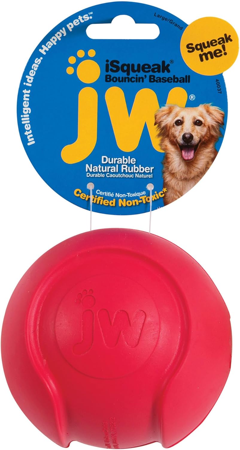 JW Pet Company iSqueak Bouncin' Baseball Dog Toy