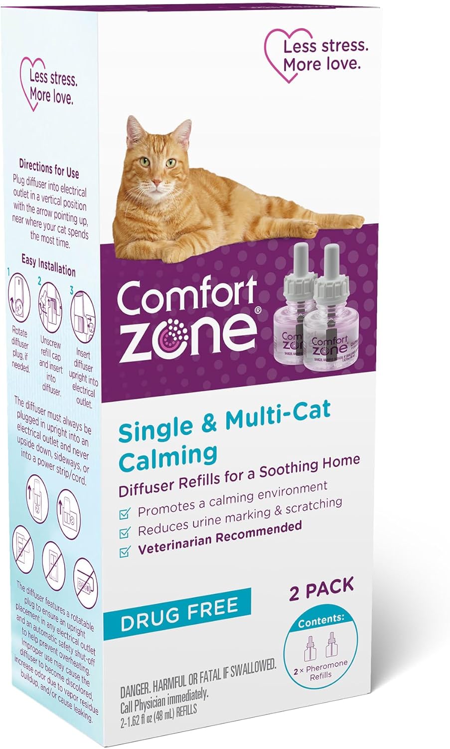 Comfort Zone Single & Multi-Cat Calming Refills for a Soothing Home 96ml Pack of 2