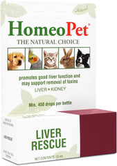 HomeoPet Liver Rescue, Safe and Natural Liver-Support Supplement for Cats, Dogs, and Other Small Animals, 15 Milliliters