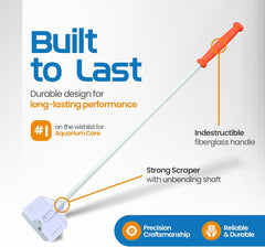 Flipper Cleaner FL!PPER Flipper Platinum Aquarium Algae Scraper | Glass & Acrylic Tank Cleaner with Serrated Blade for Efficient Aquarium Maintenance