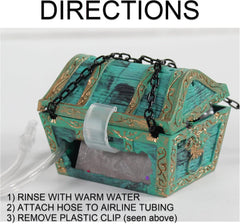 Penn-Plax Aquarium Decoration with Moving Treasure Chest, Floating Diver and Bubble Action, 4 Inches High