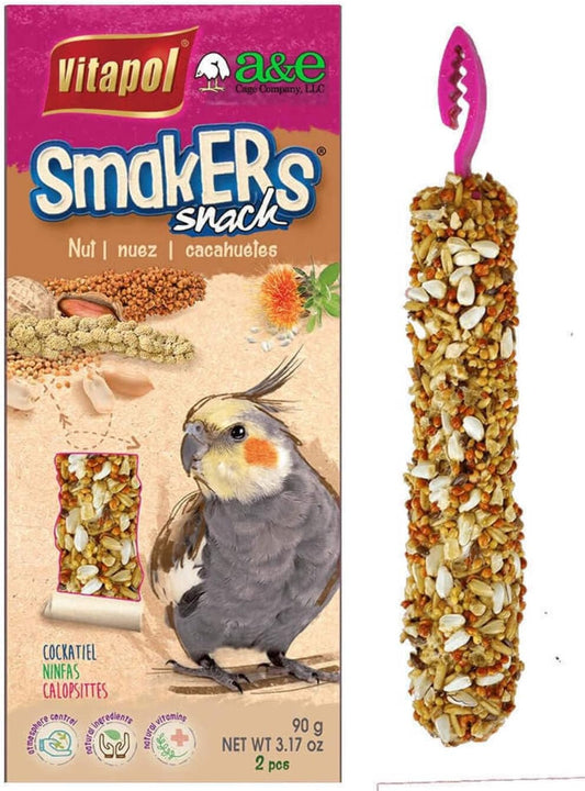 A&E Cage Co. Smakers Treat Sticks for Cockatiel in Nut Flavor