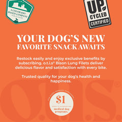 O.T.I.S. Wild Things Bison Lung Filets – 4 oz – Single-Ingredient Dog Treats – Grass-Fed, Farm-Raised Bison – No Hormones, Antibiotics, or Additives
