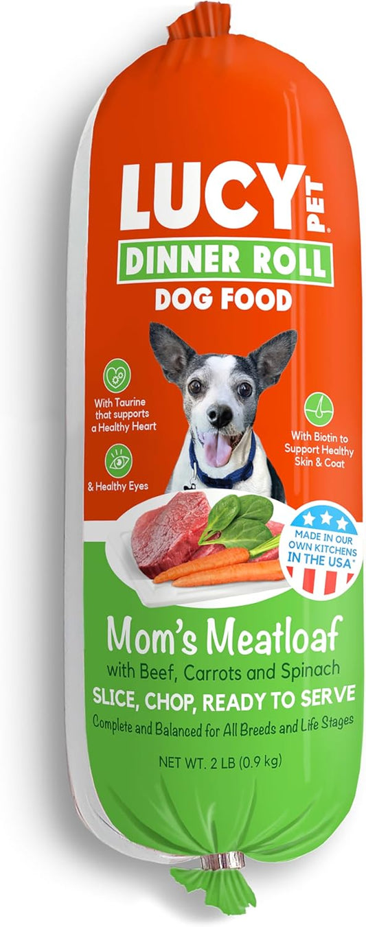 Lucy Pet Dinner Rolls-Mom's Meatloaf Beef with Carrots, and Spinach 2lb