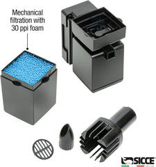 Sicce Shark Mini Aquarium Surface Skimmer 350 up to 40 Gallon Aquariums | 90 GPH Flow Rate Efficient Debris Oil Film Removal Freshwater & Saltwater