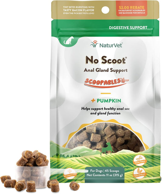 NaturVet Scoopables No Scoot For Dog Bite - Anal Gland Support For Dogs - Supports Normal Bowel Function - Chewable Stool & Bowel Health Pet Supplement - Pumpkin, Psyllium Husk, & Beet Pulp