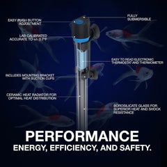 Cobalt Aquatics Neo-Glass Aquarium Heater – Submersible, Digital Thermostat, ±0.7°F Accuracy, For Freshwater & Saltwater Tanks