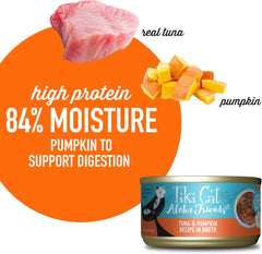 Tiki Cat Aloha Friends, Tuna & Pumpkin, Grain-Free & High Moisture, Wet Cat Food for All Life Stages