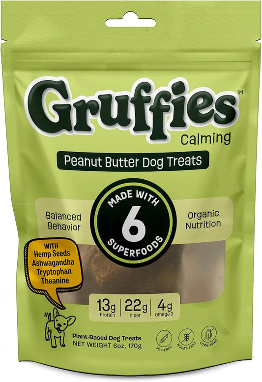 Calming Treats for Dogs, Peanut Butter Flavor 6 oz (Pack of 1) | Organic Dog Supplements for All Life Stages | Dog Treats for Stress & Loud Noises | Veterinarian Approved