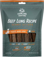 Farmland Traditions Beef Lung Recipe Jerky Sticks for Dogs