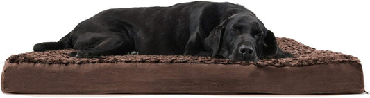 Furhaven Orthopedic Dog Bed for Large Dogs w/ Removable Washable Cover, For Dogs Up to 95 lbs - Ultra Plush Faux Fur & Suede Mattress - Chocolate
