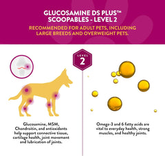 NaturVet Scoopables Dog Joint Supplement - Glucosamine DS Plus Level 2 Moderate Hip & Joint Care for Dogs w/Chondroitin & MSM - Hickory Smoked Bacon Flavored Pet Health Supplements