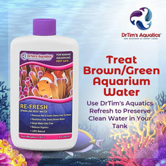 DrTim’s Aquatics Re-Fresh – 16 oz – Natural Water Clarifier for Reef, Nano & Seahorse Aquariums – Removes Green/Brown Water Stains & Odors – 100% Natural Formula