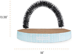 Petstages Catstages Scratch & Groom Cat Scratcher with Removable Curved Brush for Self-Grooming Station, Orange