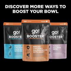 Go! Solutions Booster Weight Management, Grain-Free Wet Cat Food Topper, Shredded Chicken and Duck in Broth, 2.5 oz Pouch (Pack of 12)