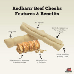 Redbarn All-Natural Beef Cheek Rolls for Dogs, These Grain-Free Cow Cheeks are Naturally Rich in Collagen(Original)